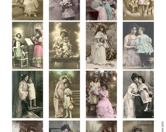 BEAUTIFUL MOTHERS Vintage Postcards - Instant Download Digital Collage Sheet