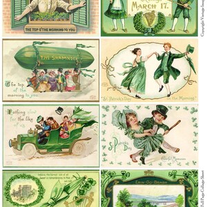 Cartes postales vintage de la Saint-Patrick - Feuille de collage numérique à téléchargement immédiat