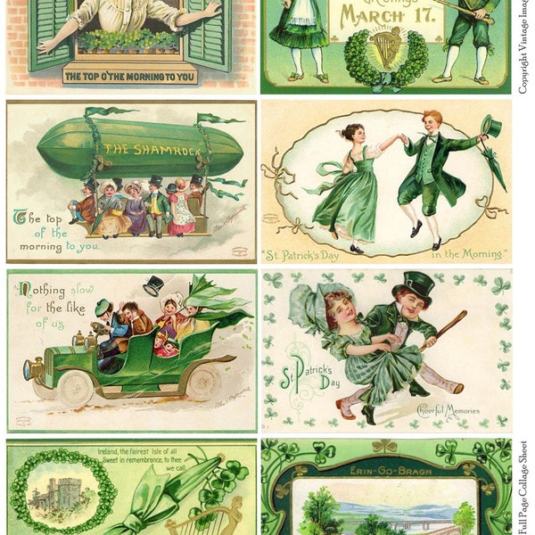 Vintage St Patricks Day Postcards - Instant Download Digital Collage Sheet