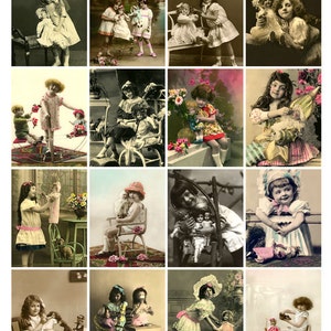 BAMBINI e bambole Cartoline d'epoca - foglio Collage digitale Download immediato