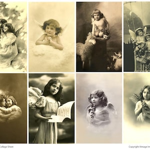 SÜßESTEN Engel-Vintage-Postkarten - sofort-Download digitale Collage Blatt