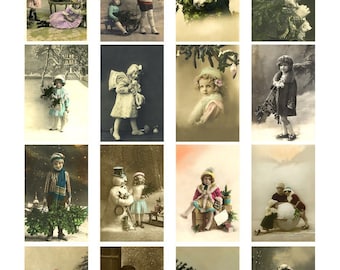 CHRISTMAS CHILDREN16 Vintage Postcards - Instant Download Digital Collage Sheet