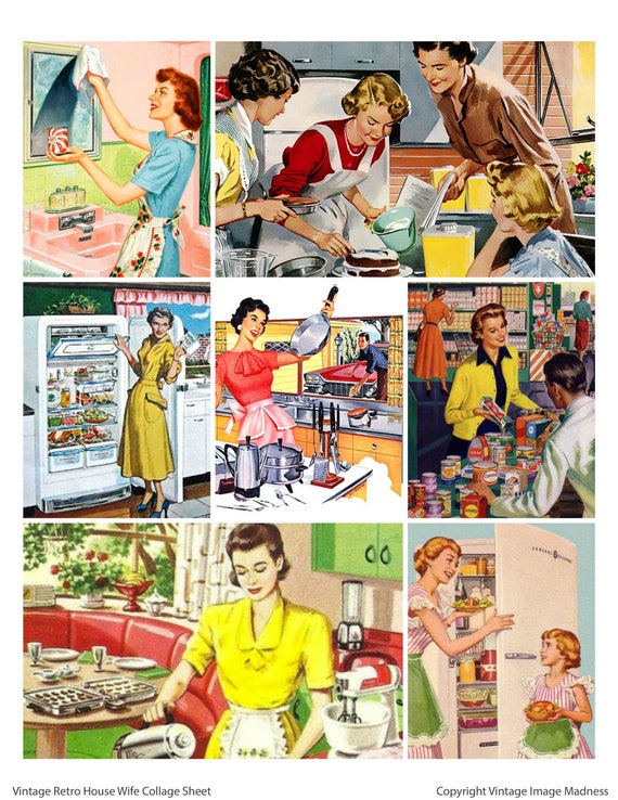 RETRO HOUSE WIFE Vintage Images - Instant Download Digital Collage Sheet