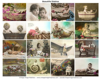 BEAUTIFUL BABIES Vintage Images - Instant Download Digital Collage Sheet