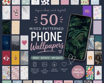 50 Minimalist Phone Wallpapers Bundle | Aesthetic iPhone & Android Wallpaper Pack | Modern Mobile Backgrounds | Instant Download