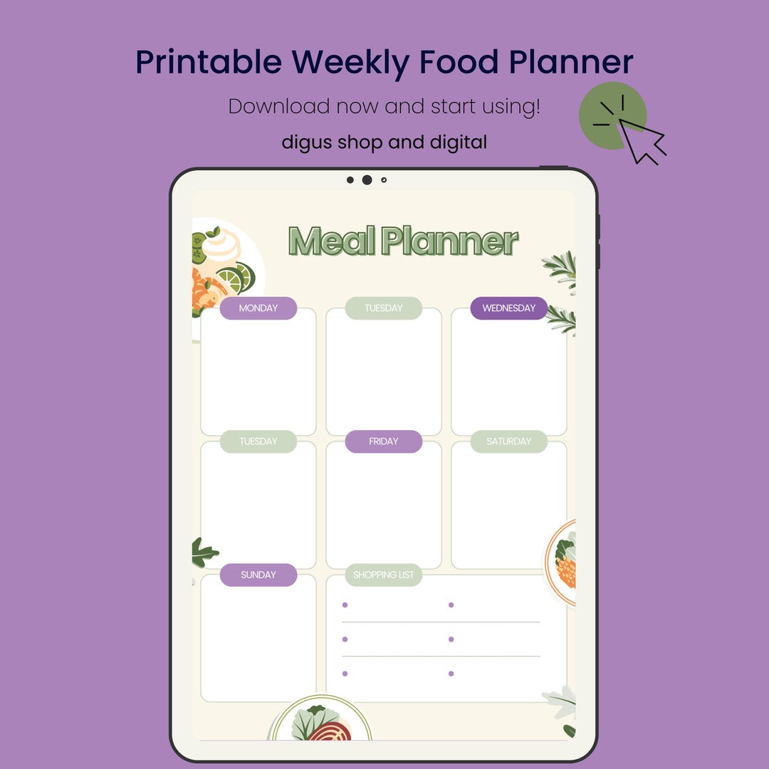Minimalist Weekly Meal Planner: Printable Food Organizer (PDF Download ...