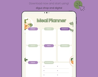 Minimalist Weekly Meal Planner: Printable Food Organizer (PDF Download A4/Letter Size