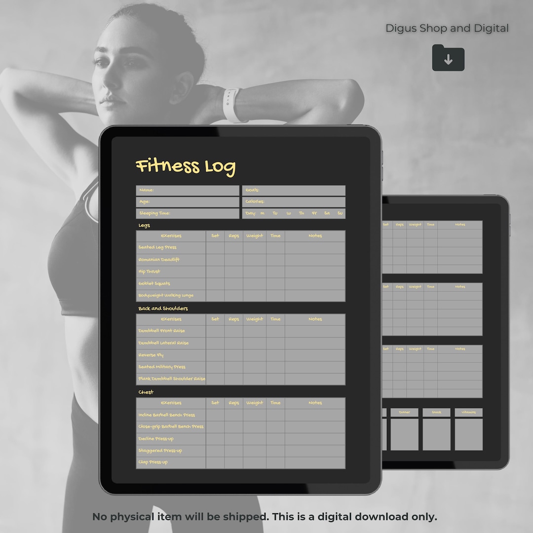 Printable Fitness Planner & Workout Log – Editable PDF With Tracker ...