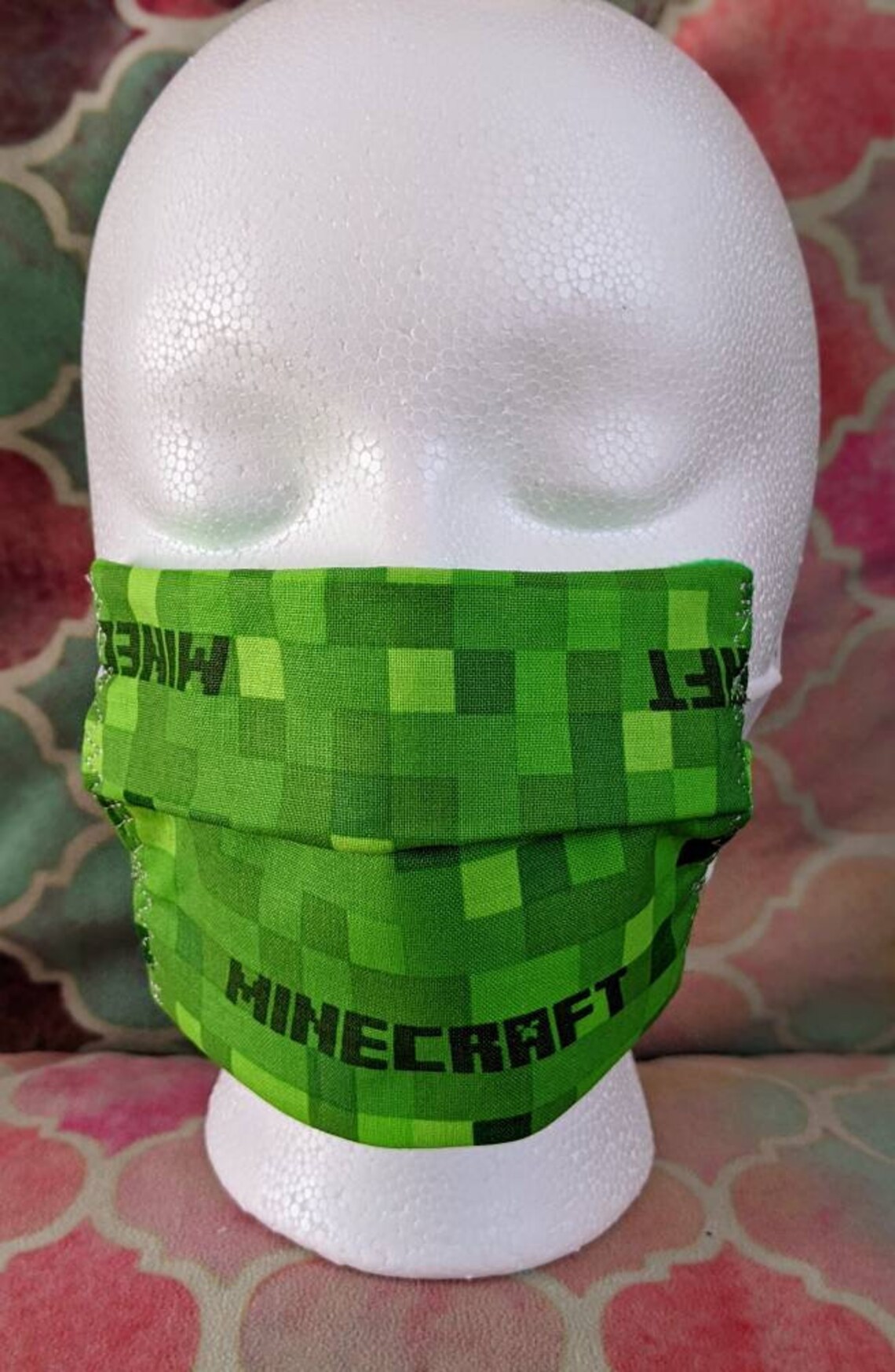 Minecraft Mask Kid Age 5, 6, 7, 8, 9, 10 Reusable Cloth Fabric Washable