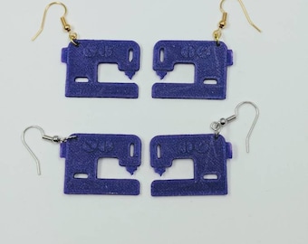 1 pair of 3D Printed Handmade Sewing Machine Earrings choose gold or silver hooks