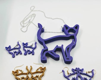 3D Imprimé à la main Devon Rex Kitty Cat Chaton Chaton Boucles d’oreilles ou collier