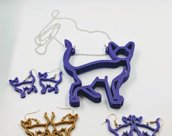 3D Printed Handmade Devon Rex Kitty Cat Kitten Earrings or Necklace