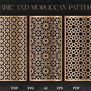 Arabic pattern decorative panel, Moroccan ornaments, Islamic graphics, Wall decor screen, CNC and laser, plasma cutting files, Dxf, Svg, Ai