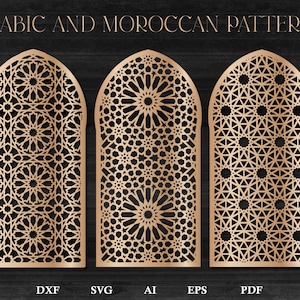 Decorative Wood panel with Arabic pattern, Wall decor, Moroccan graphics, islamic ornaments CNC and laser cutting files Dxf, Svg.