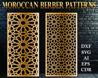 Moroccan-Inspired Decorative Panel with Berber and Arabic Patterns – CNC & Laser Cutting Files (DXF, SVG) for Stunning Islamic Wall Art