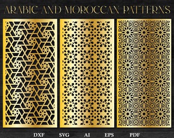 Painel decorativo com padrão marroquino | Gráficos árabes e islâmicos, decoração de parede | Arquivos de corte CNC, Laser, Plasma (DXF, SVG)