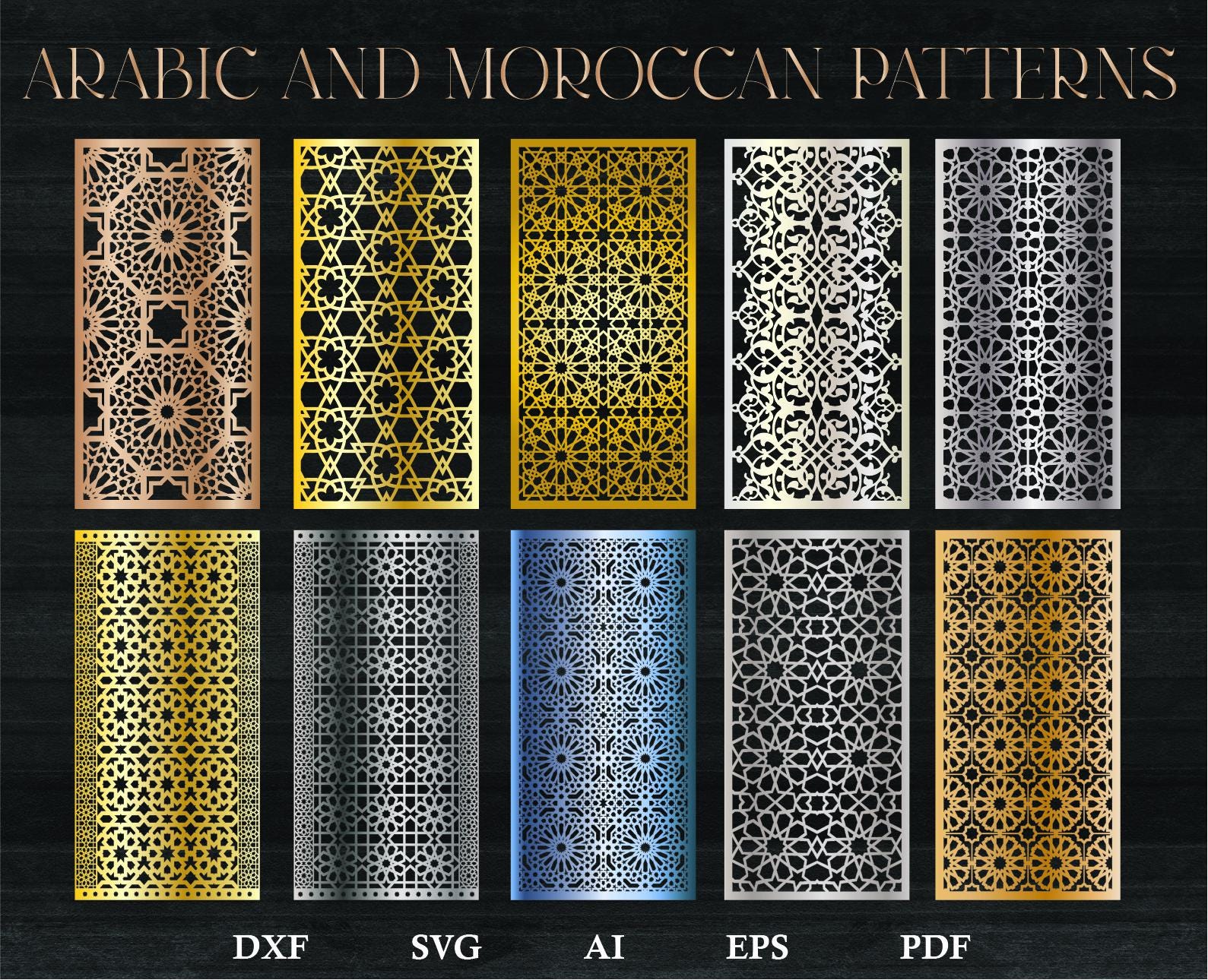 20 Art Deco Wall Panel Designs for Decorative Partitions – Laser Cut Files in _DXF, SVG, CDR, EPS Vector Formats