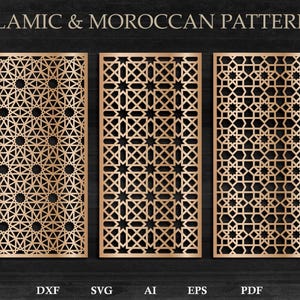 Moroccan-Inspired Decorative Wooden Panel | Intricate Arabic Patterns & Islamic Ornaments | CNC and Laser Cut DXF SVG