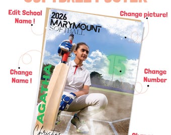 Modello di poster per softball Canva | Serata per anziani, striscione di squadra, tessera giocatore, Memory Mate
