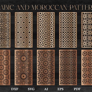 Сollection of 22 panels with Arabic Moroccan pattern, Interroom partitions - Dxf, Svg, Eps templates, CNC files for laser and Plasma cutting