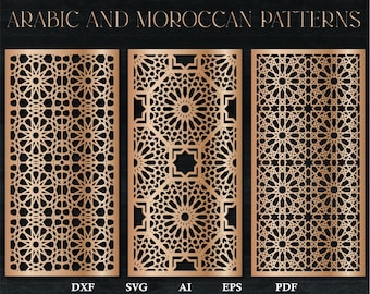 Decorative Wood panel with Arabic pattern, Wall decor, Moroccan graphics, islamic ornaments CNC and laser cutting files Dxf, Svg.