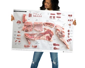 Lamb Cuts & Primals Butchery Wall Poster