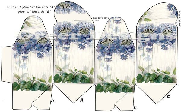 Printable Gift Box Template Instant Digital Download Violets Vintage ...