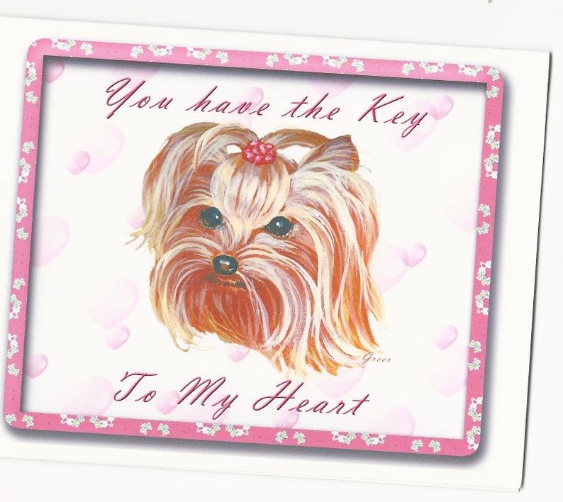 Yorkie Yorkshire Terrier with Butterflies 4 Note Cards with Envelopes image 1