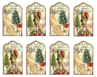 Printable Christmas Gift Tags Marie Antoinette Topiary Tree Versaille Music French Victorian Digital download