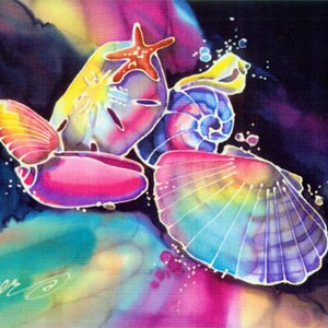 Shells Bright Colorful Silk Painting 5 Note Cards with Envelopes image 2