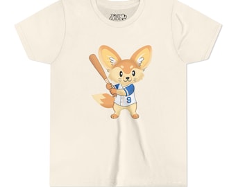 Fennec Fox Baseball Bat Youth Tee Shirt by Zoo Guide™