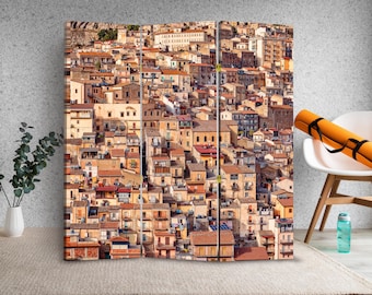 Śródziemnomorski miejski parawan pokojowy, rustykalny składany parawan dachowy do salonu, biura lub studia, zapewniający prywatność