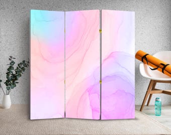 Pastelowy abstrakcyjny parawan pokojowy składany ekran Miękka akwarela przegroda pokojowa przegroda prywatności panel artystyczny składany parawan pokojowy abstrakcyjny ekran