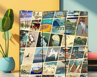 Japońska ściana działowa – składany parawan ukiyo-e, dekoracyjny parawan z płótna zapewniający prywatność do salonu i biura