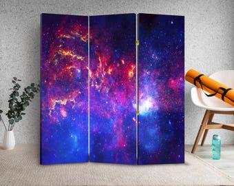 Abstrakcyjny parawan ścienny Galaxy – składany płócienny panel zapewniający prywatność w sypialni, studiu lub biurze