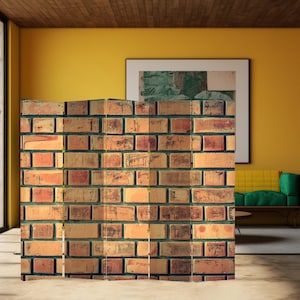 Abstract Brick Divider Room Separator Industrial Screen Bedroom Decor Folding Screen Decorative Canvas Room Divider Privacy Living Room art