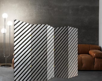 Nowoczesny składany parawan pokojowy, dekoracyjny ekran prywatności, pasiasty płócienny panel działowy, wolnostojący do domu lub biura
