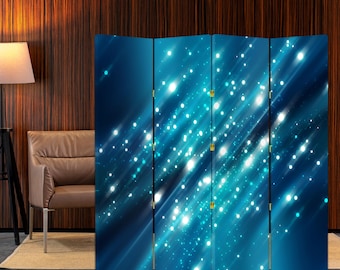 Biombo de lona plegable con luz abstracta, panel decorativo para sala de estar, oficina y estudio.