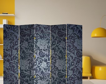 Parawan w kwiaty w stylu vintage – składany parawan z płótna, dekoracyjny panel zapewniający prywatność w salonie lub sypialni