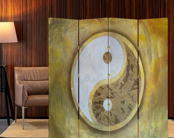 Parawan Yin Yang, orientalny, składany parawan, prywatna medytacja i joga, wystrój salonu, parawan azjatycki, chiński parawan