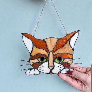Suncatcher Cat Stained Glass Window Hangins Glass Wall Decor Cat Gift Mother’s Day Gift Custom Cat Suncatcher Cat Decor Gift For Cat Lovers