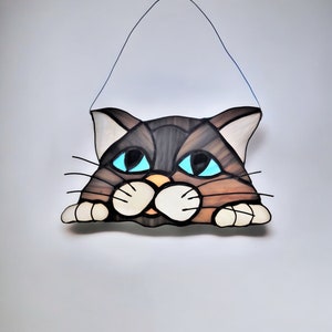Cat Suncatcher Stained Glass Window Hangins Glass Wall Decor Cat Art Gift Custom Cat Gift Idea For Cat Lover Stain Glass Window Funny Cat