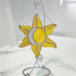 Moon Sun Catcher for Window Hanging Suncatcher Boho Decor Stained Glass Moon and Star Suncatcher Celestial Home Decor Moon Astrology Lovers