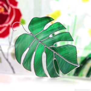 Monstera Pflanze Hängen Dekor Sun Catcher Pflanze Glasmalerei Wohnkultur Pflanzenliebhaber Geschenk-Won&#39;t Die Pflanzendekor Monstera Glasmalerei Geschenk