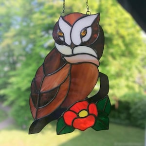 Owl Ornament Stained Glass Window Hangings Gift Mom Stained Glass Bird Suncatcher Custom Stained Glass Barn Owl Figurine Stained Glass Owl