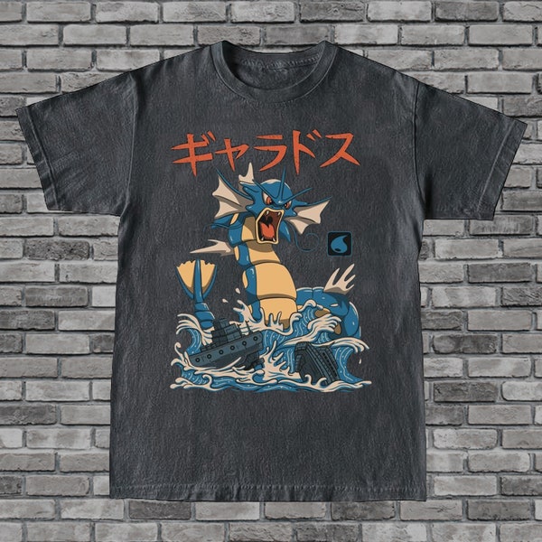 Gyarados Vintage Pokémon Graphic Tee - Classic Legendary Pokémon Shirt - Vintage Pokémon Lover Gift - 100% Cotton Comfort