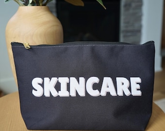 Skincare Toiletry Bag, Zipper Travel Organizer, Gold Pull