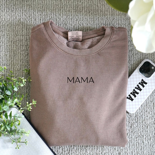 Mama sweatshirt comfy clothes for moms travel sweatshirt for stylish woman loungewear set neutral brown subtle style minimalist mom pullover