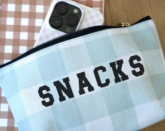 Kids Snack Bag Organizer: Plaid Zipper Pouch for Diaper Bag