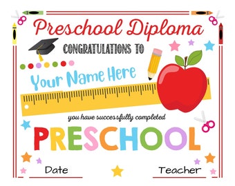 Editable Preschool Graduation Certificate